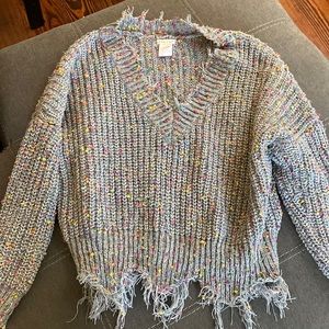 Main Strip Fringe Sweater